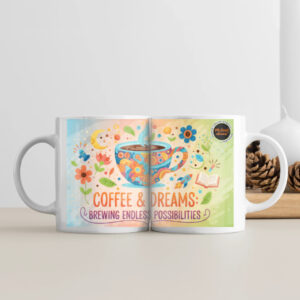 Muhoort Paathram Coffee & Dreams Ceramic Mug | Drinkware, White, 11 Oz, Glossy Finish, Fade Proof Print (1 Piece)