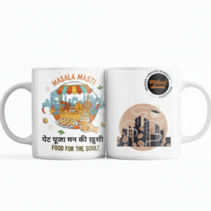 Muhoort Paathram Masala Masti Ceramic Coffee Mug, 11 Oz, White, Glossy Finish, Fade Proof Print (1 Piece)